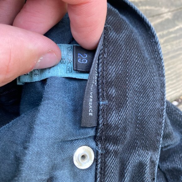 Vintage Versace Embroidered Jeans Size 29 Gray - Picture 3 of 8